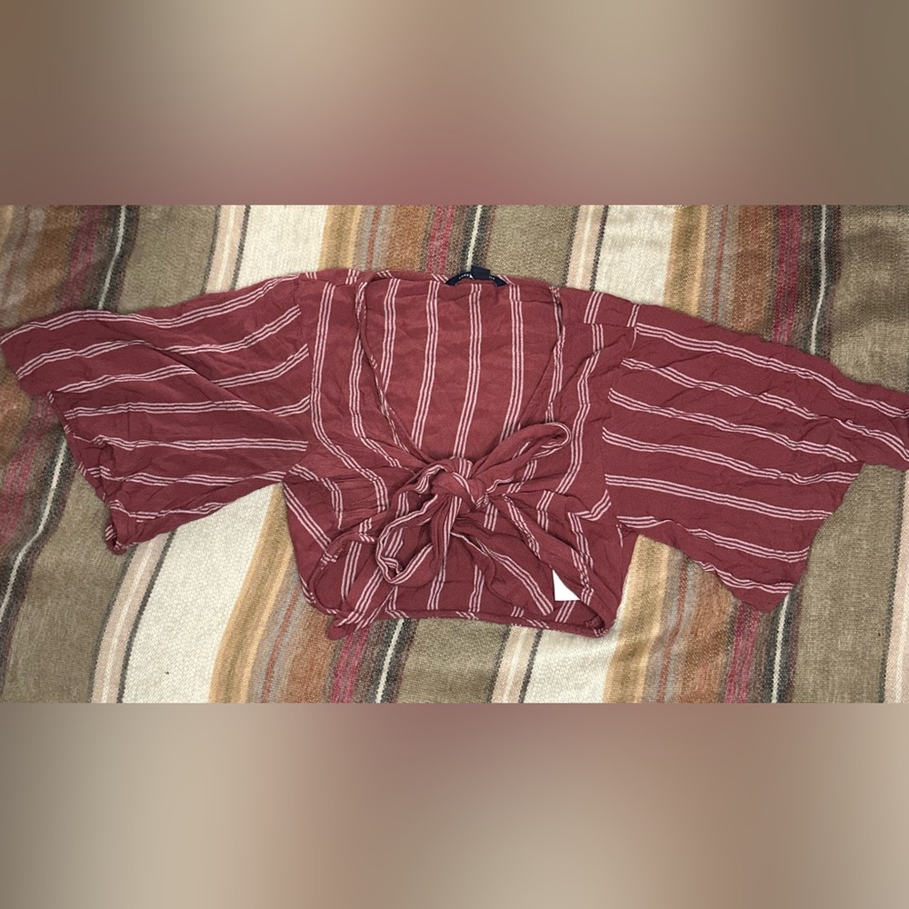 American Eagle red and white stripe crop top